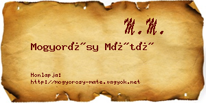 Mogyorósy Máté névjegykártya